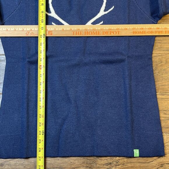 NWT Neve by CK Bradley Wool Sweater Navy Antlers Holiday Apres Women’s Large - Picture 5 of 5